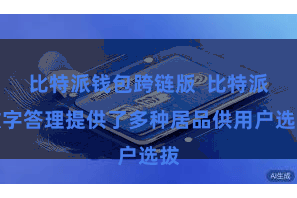比特派钱包跨链版  比特派数字答理提供了多种居品供用户选拔
